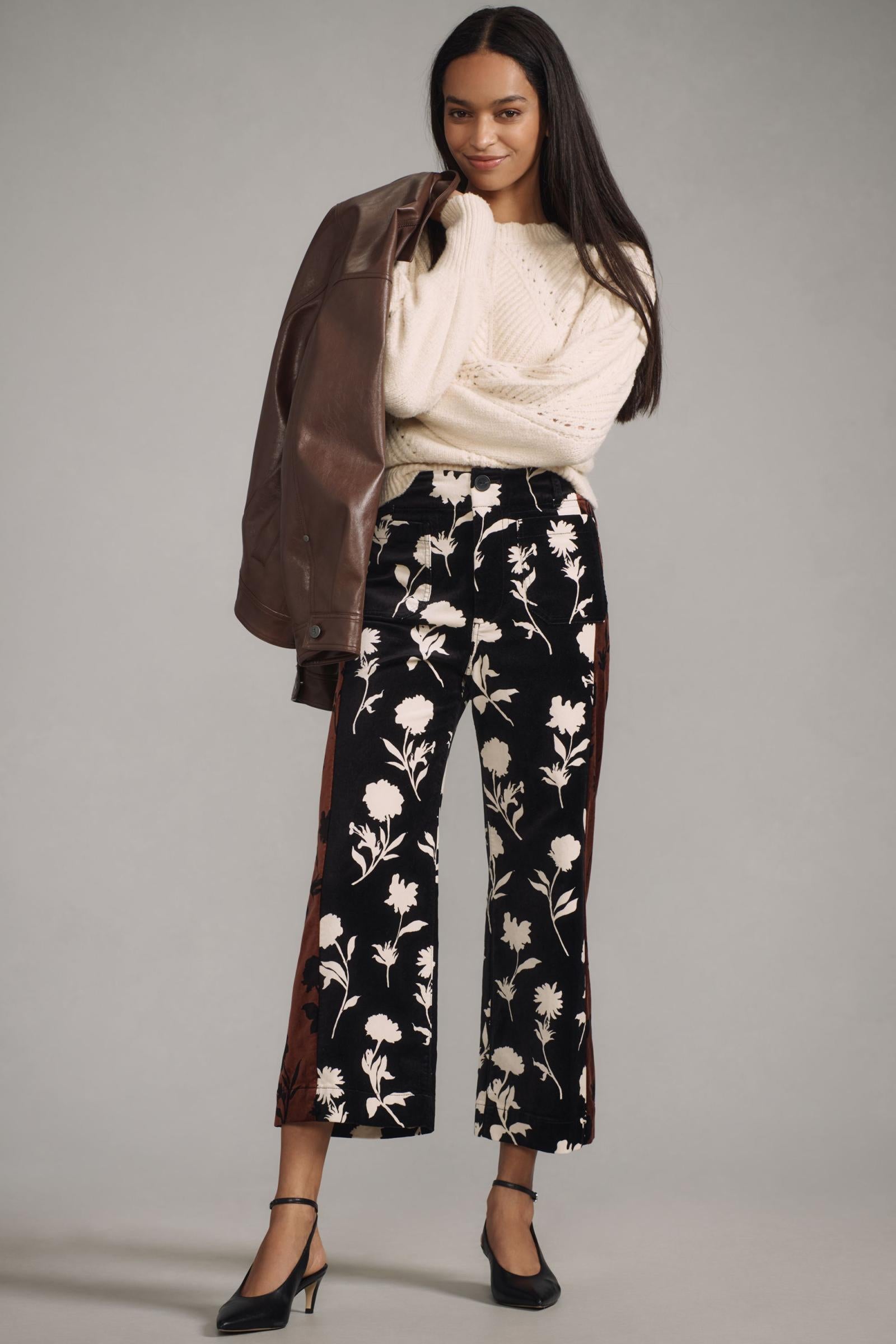 The Colette Cropped Wide-Leg Pants by Maeve: Velvet Edition
