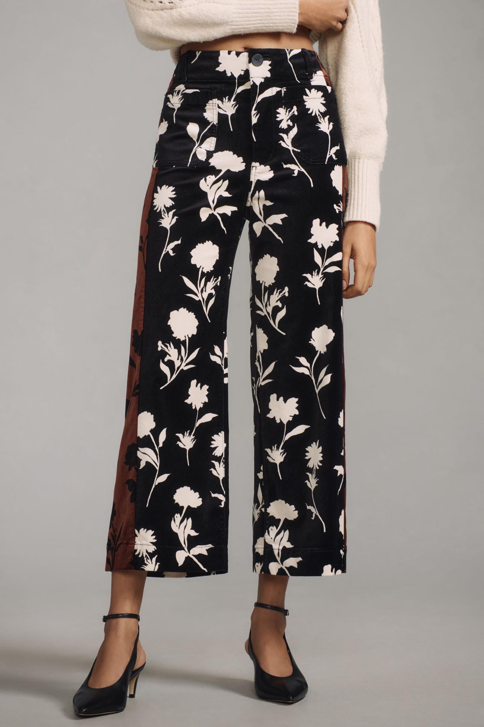 The Colette Cropped Wide-Leg Pants by Maeve: Velvet Edition
