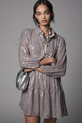 Load image into Gallery viewer, The Bettina Tiered Shirt Dress by Maeve: Mini Sequin Edition
