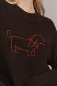Load image into Gallery viewer, Flat White Mock-Neck Embroidered Dog Icon Sweater
