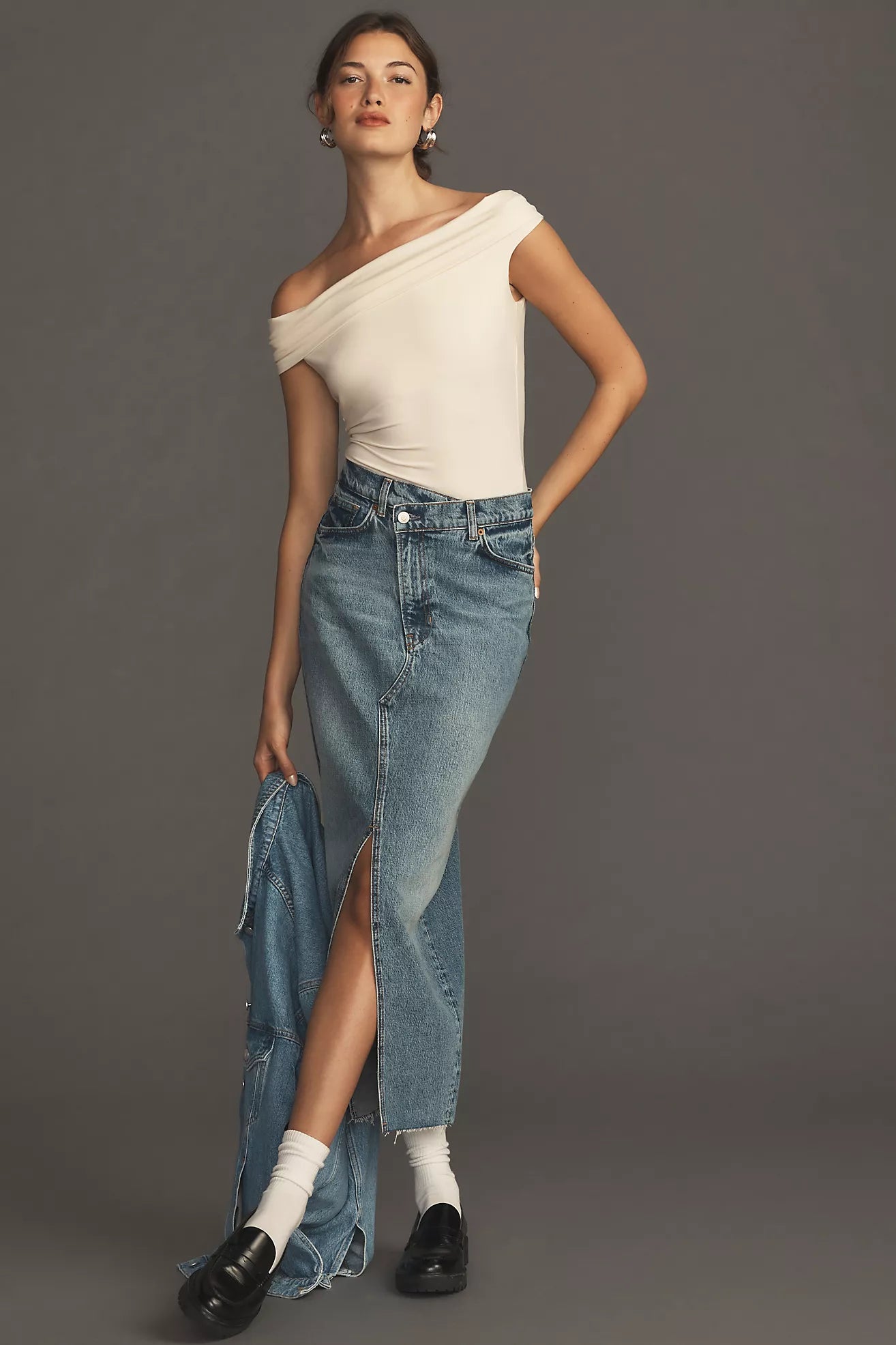 Reformation Nila Long Denim Skirt