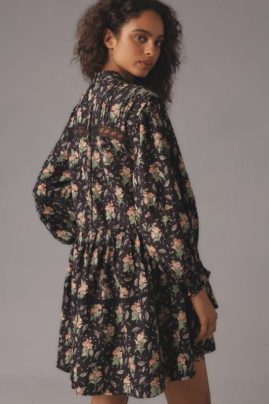 Pilcro Long-Sleeve Mock-Neck Swing Mini Dress