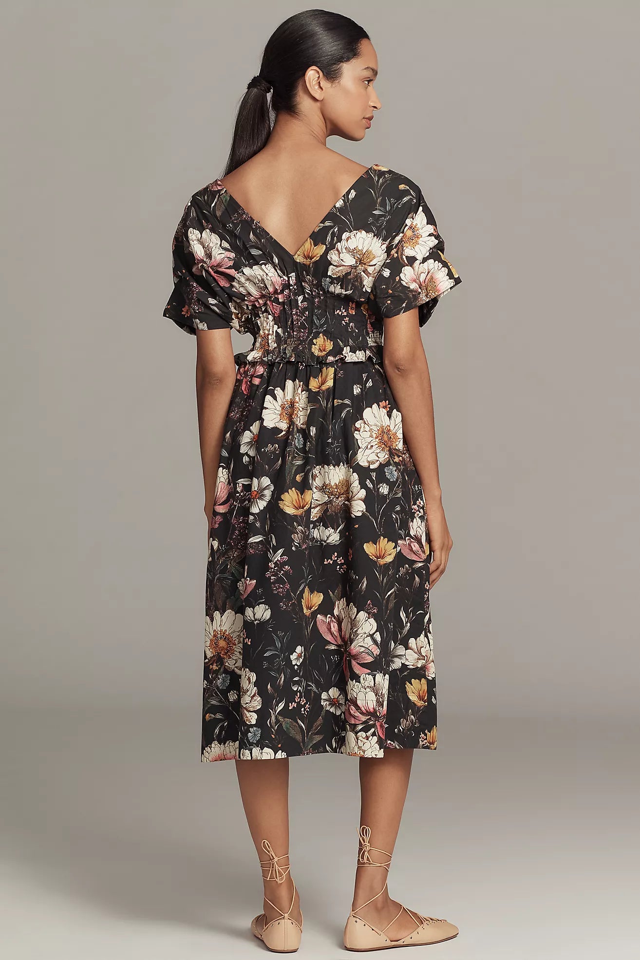 By Anthropologie V-Neck Zip-Front Midi Dress