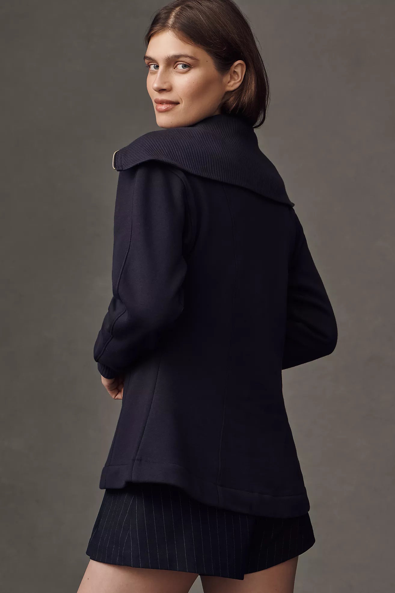 Maeve Long-Sleeve Zip-Front Top