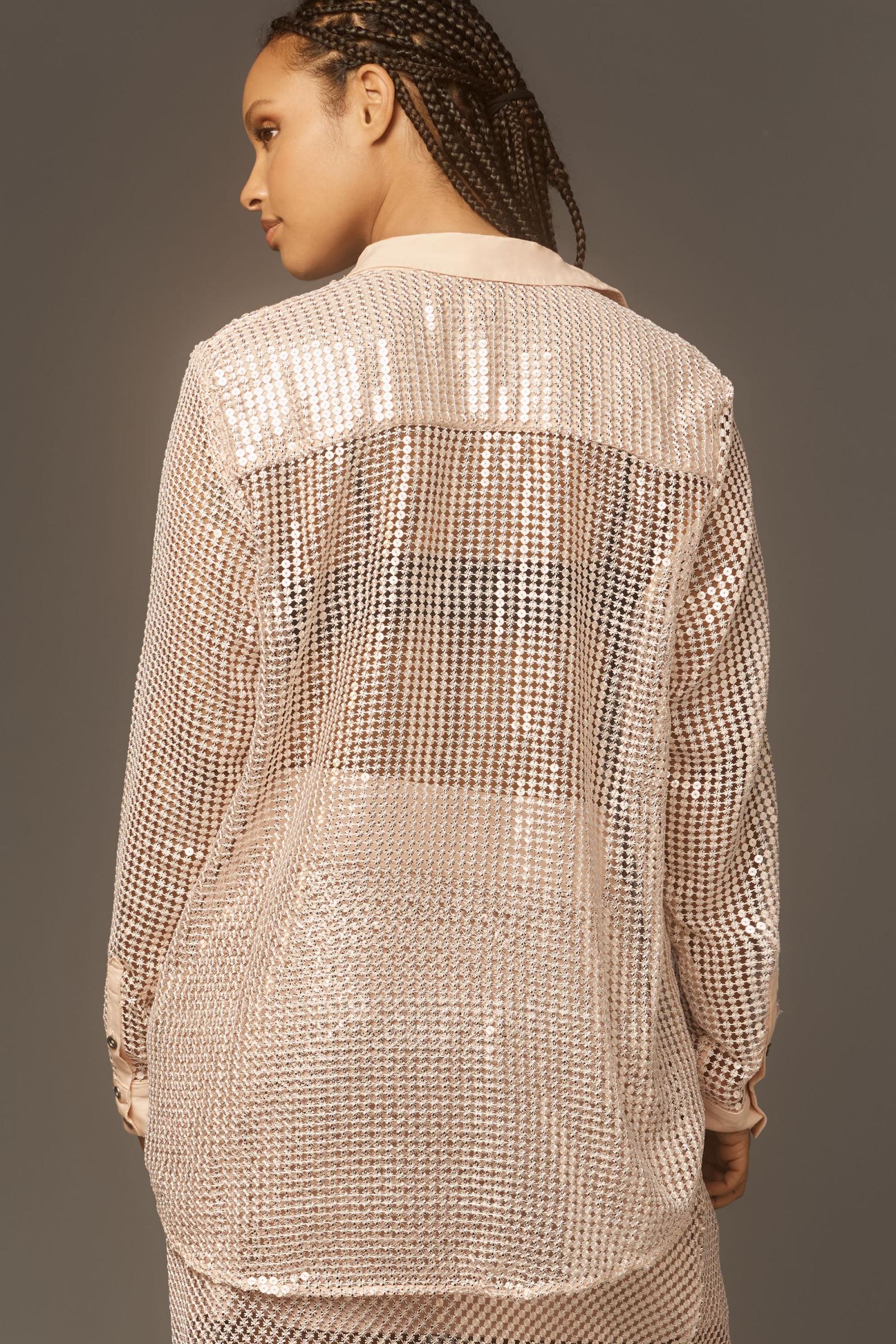 Pilcro Long-Sleeve Chainmail Buttondown Blouse