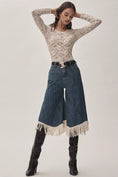 Load image into Gallery viewer, Pilcro High-Rise Wide-Leg Fringe Culotte Jeans
