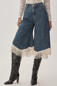 Load image into Gallery viewer, Pilcro High-Rise Wide-Leg Fringe Culotte Jeans
