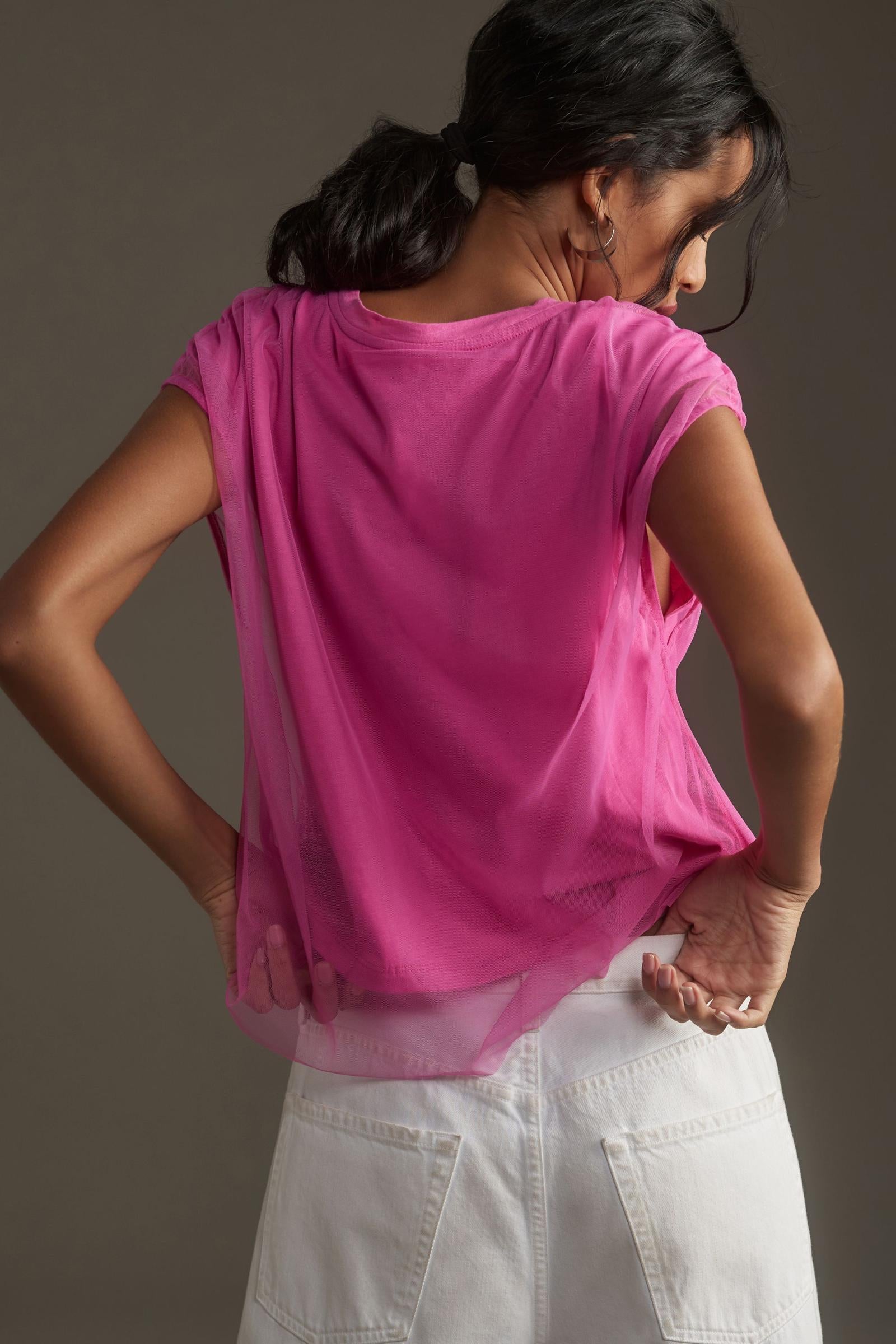 Pilcro Graphic Band Tulle Tee