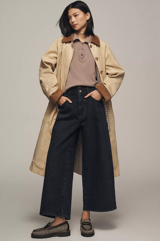 Pilcro Double Button Waist High-Rise Wide-Leg Jeans