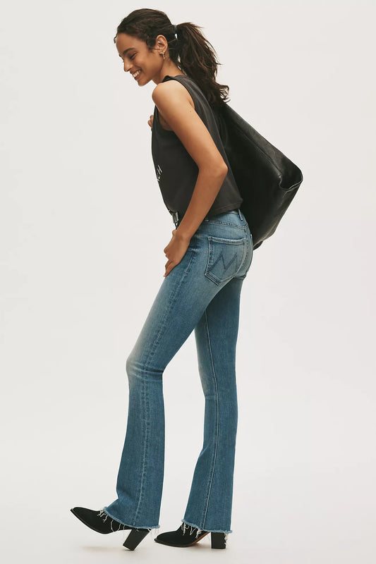 MOTHER Runaway Fray Mid-Rise Bootcut Jeans