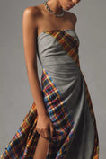 Load image into Gallery viewer, Maeve Strapless Asymmetrical Midi Dress
