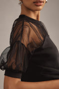 Load image into Gallery viewer, Maeve Short-Sleeve Sheer-Inset Knit Top
