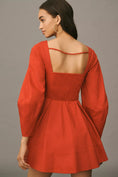 Load image into Gallery viewer, Maeve Long-Sleeve Square-Neck Pleated Mini Dress
