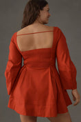 Load image into Gallery viewer, Maeve Long-Sleeve Square-Neck Pleated Mini Dress
