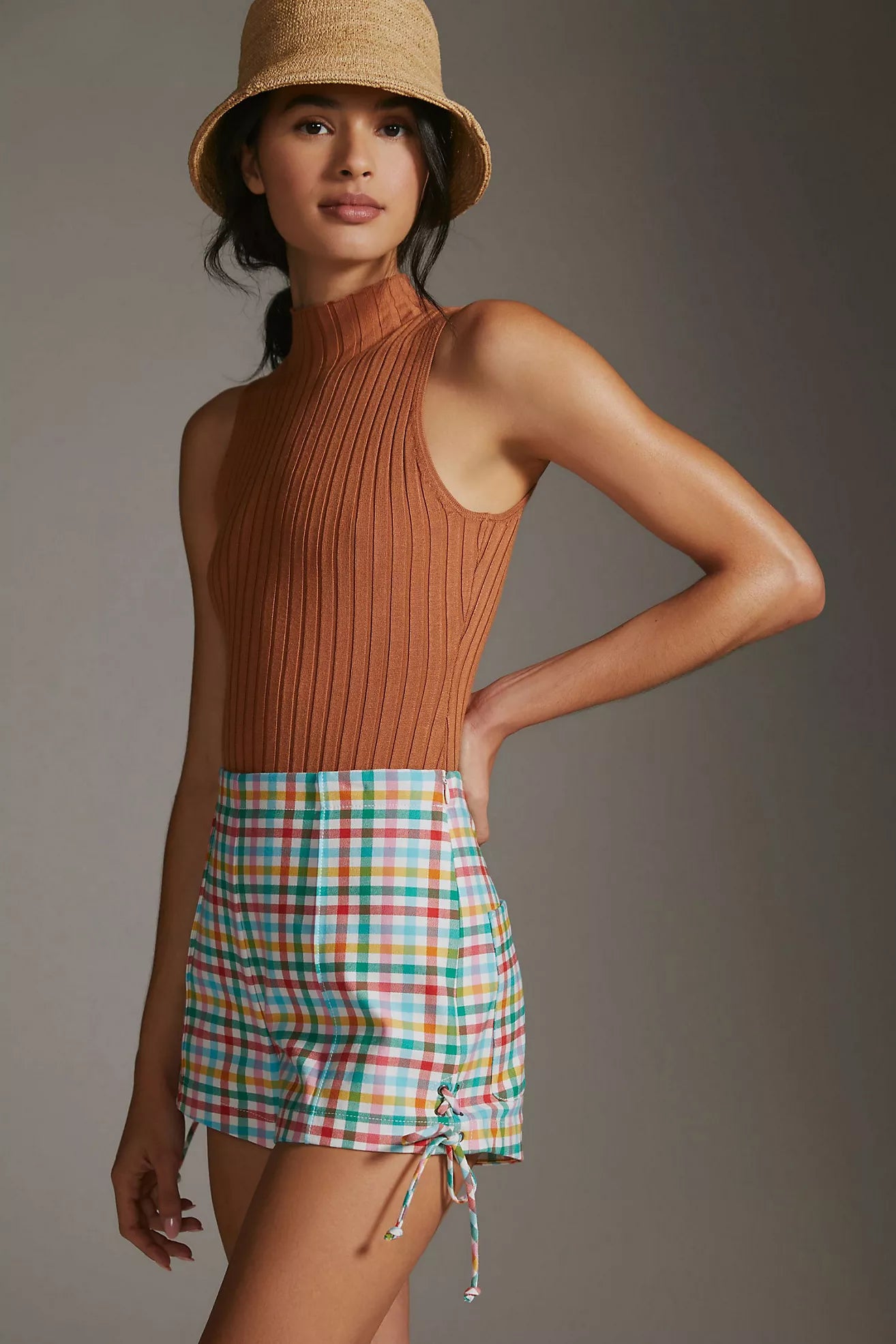 Maeve Gingham Micro Mini Shorts