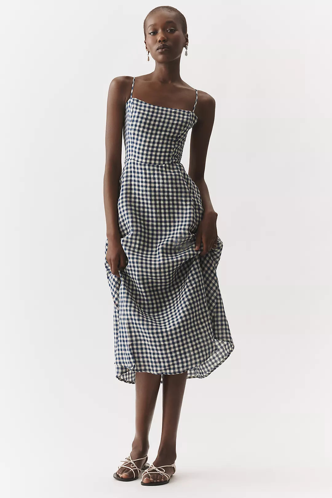 By Anthropologie 100% Linen Strappy Midi Dress