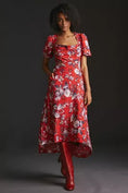 Load image into Gallery viewer, Maeve Floral Puff-Sleeve Midi Dress - EUC
