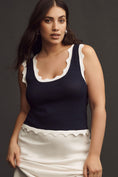 Load image into Gallery viewer, Maeve Cropped Scallop Sweater Tank
