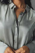 Load image into Gallery viewer, Pilcro Longline Silky Buttondown Shirt
