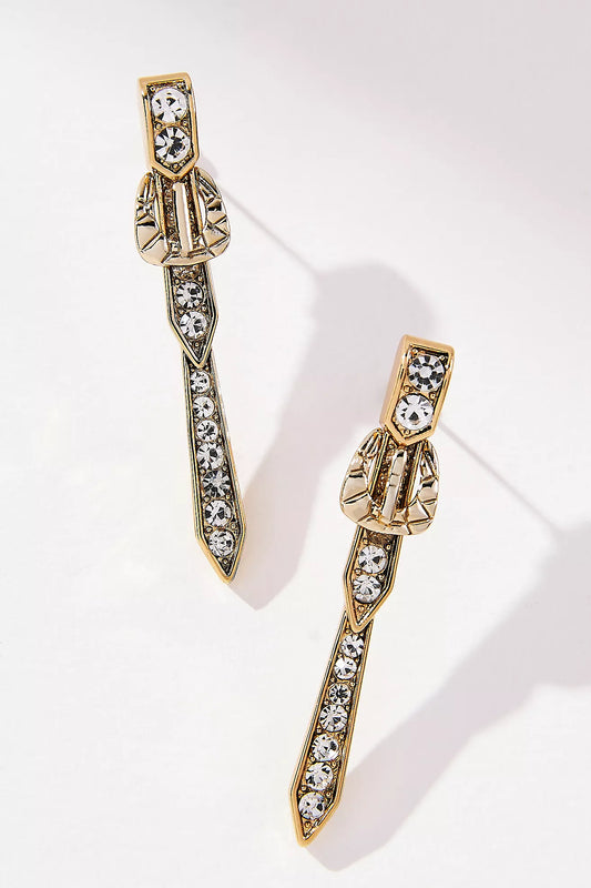Gold-Plated Pavé Buckle Drop Earrings