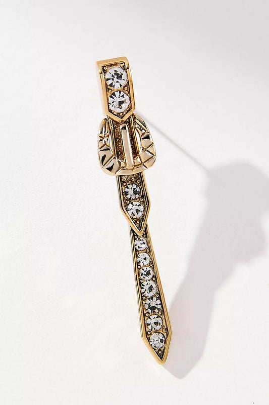 Gold-Plated Pavé Buckle Drop Earrings