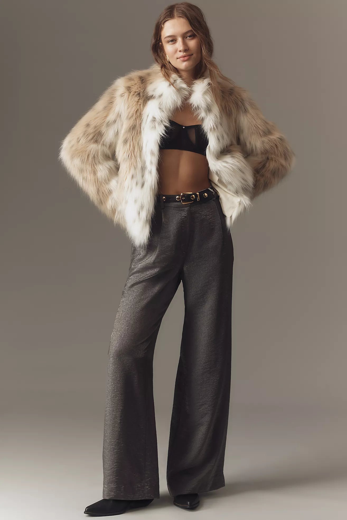 Maeve Shimmered Wide-Leg Trousers