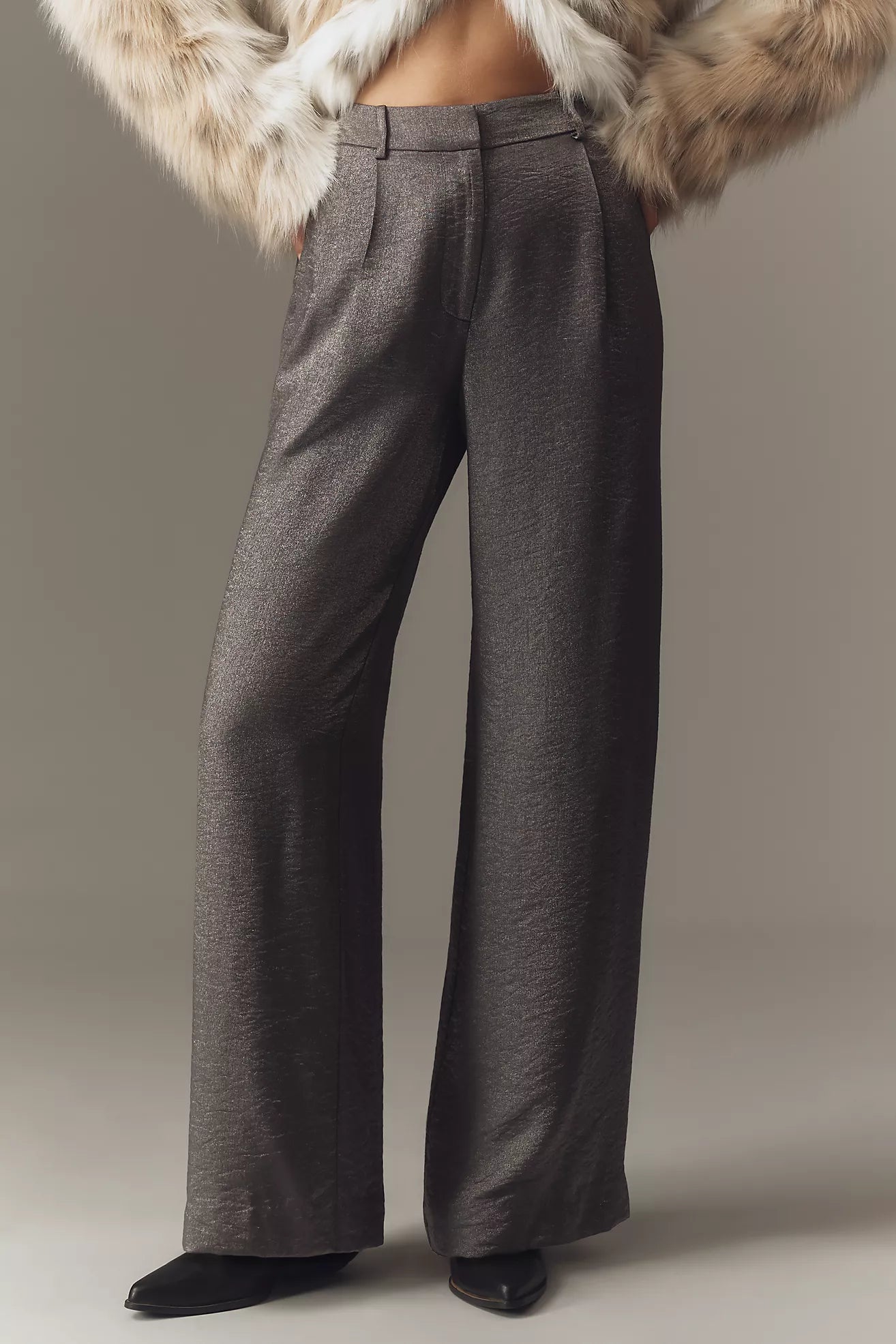 Maeve Shimmered Wide-Leg Trousers