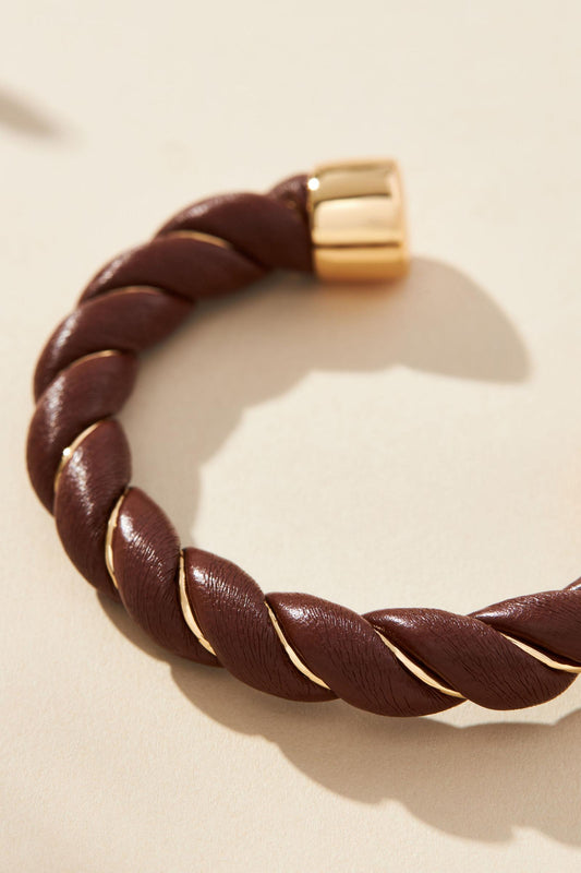 Faux-Leather Wrapped Cuff Bracelet