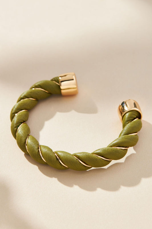 Faux-Leather Wrapped Cuff Bracelet