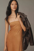 Load image into Gallery viewer, The Fleur Strapless Faux-Suede Maxi Slip Dress
