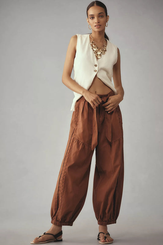 By Anthropologie Washed Eyelet Jogger Pants