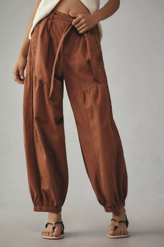 By Anthropologie Washed Eyelet Jogger Pants