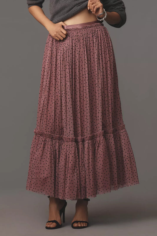 By Anthropologie Tiered Tulle Maxi Skirt