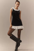Load image into Gallery viewer, By Anthropologie Ruffle-Trim Velvet Mini Dress
