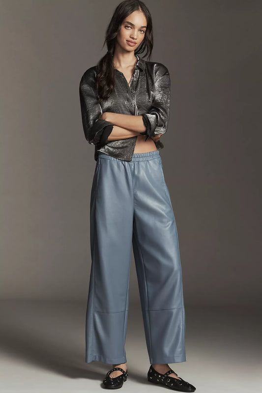 The Izzie Relaxed Pull-On Barrel Pants by Pilcro: Faux Leather Edition