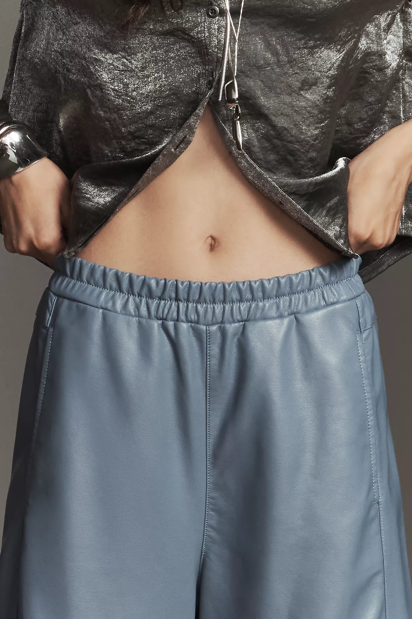 The Izzie Relaxed Pull-On Barrel Pants by Pilcro: Faux Leather Edition