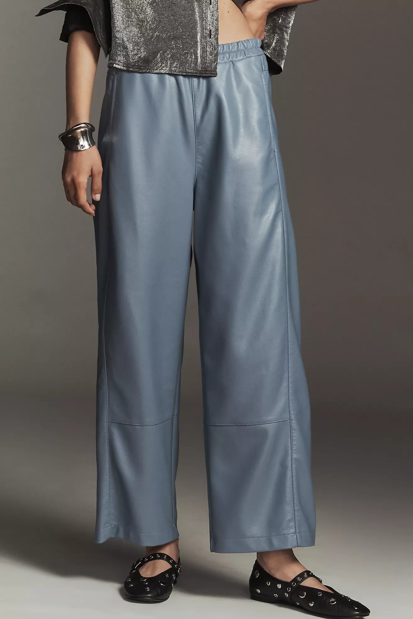 The Izzie Relaxed Pull-On Barrel Pants by Pilcro: Faux Leather Edition