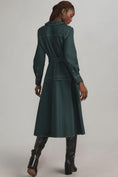Load image into Gallery viewer, By Anthropologie Long-Sleeve Belted Front-Zip Midi Dress

