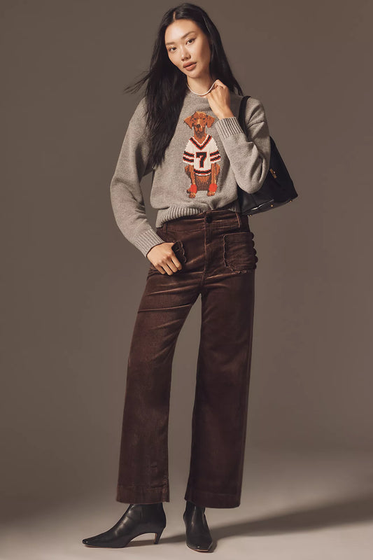 The Colette Scallop Pocket Corduroy Crop Wide-Leg Pants by Maeve