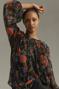 Load image into Gallery viewer, Maeve Long-Sleeve Pleated Peasant Blouse
