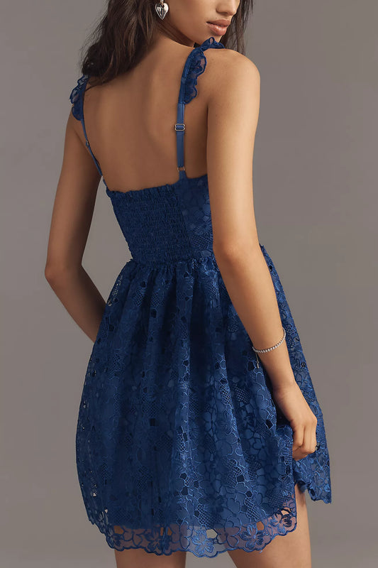 By Anthropologie Sleeveless Sweetheart Lace Mini Dress
