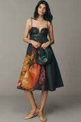 Load image into Gallery viewer, By Anthropologie Faux-Leather Printed Babydoll Party Dress
