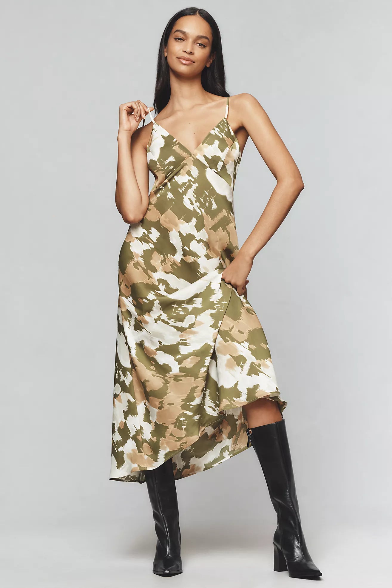 By Anthropologie Sleeveless V-Neck Midi Slip Dress