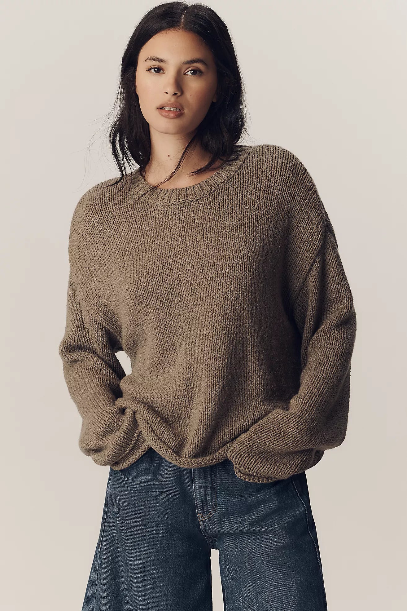 The Harlow Oversized Roll-Hem Sweater by Pilcro