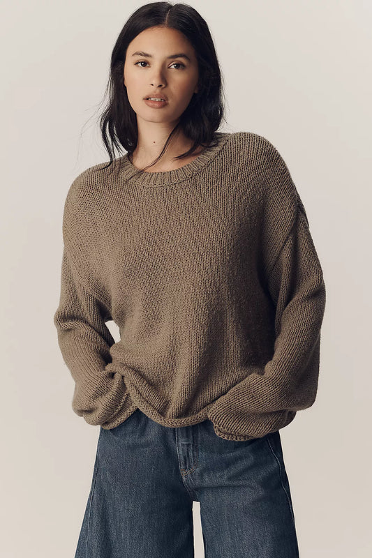 The Harlow Oversized Roll-Hem Sweater by Pilcro