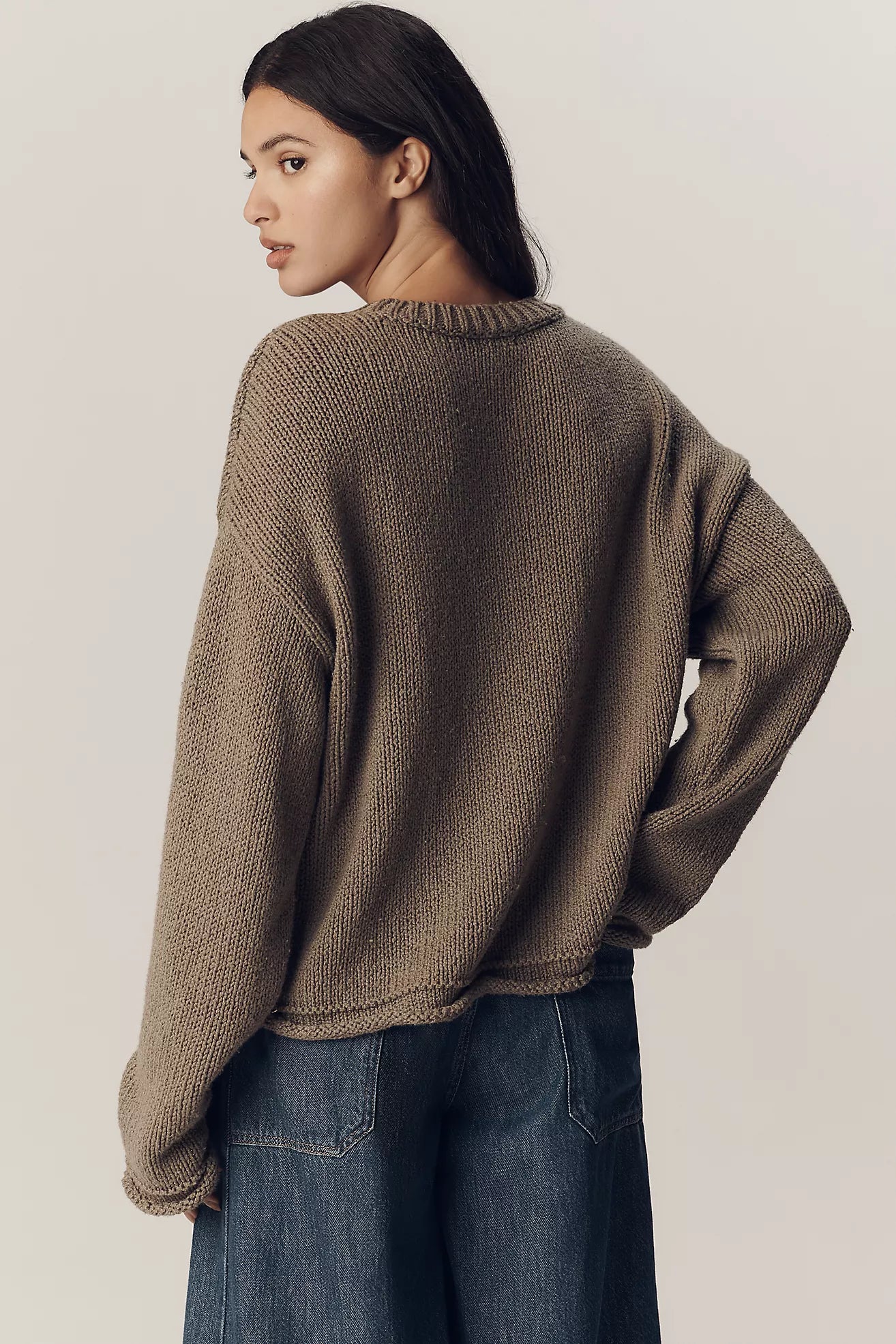 The Harlow Oversized Roll-Hem Sweater by Pilcro