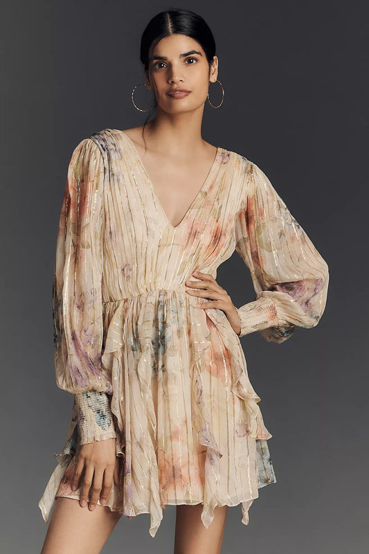 Forever That Girl V-Neck Lurex Mini Dress