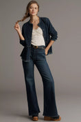 Load image into Gallery viewer, Pilcro Collarless Peplum Denim Jacket
