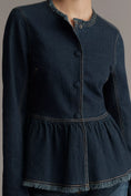 Load image into Gallery viewer, Pilcro Collarless Peplum Denim Jacket

