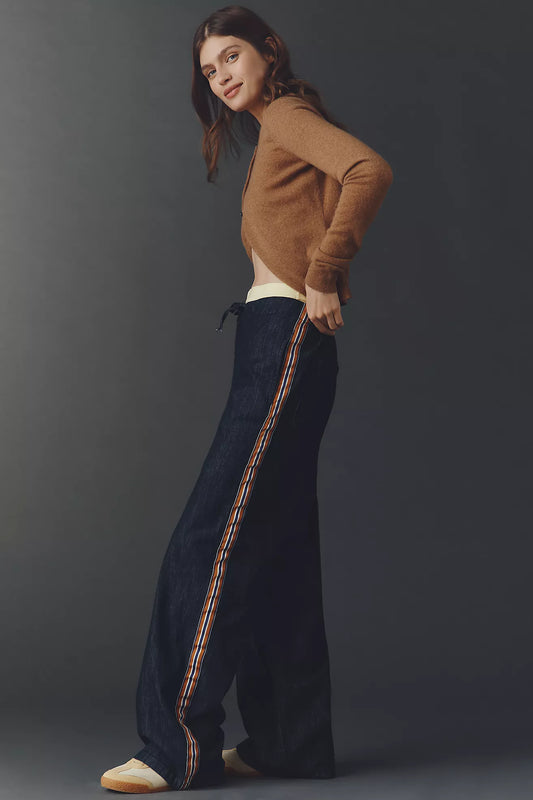 Maeve Pull-On High-Rise Wide-Leg Track Pants